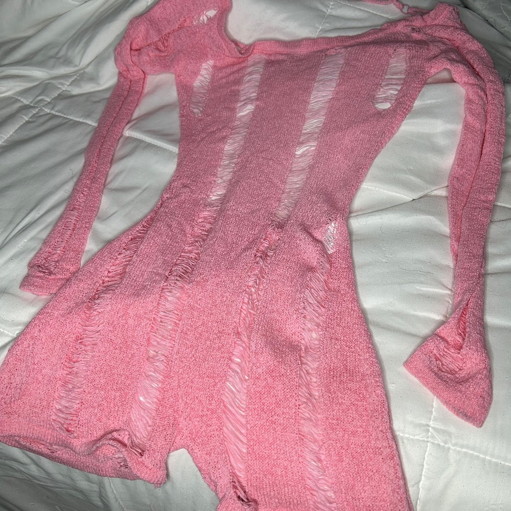 SOLD - Pink Lace Romper